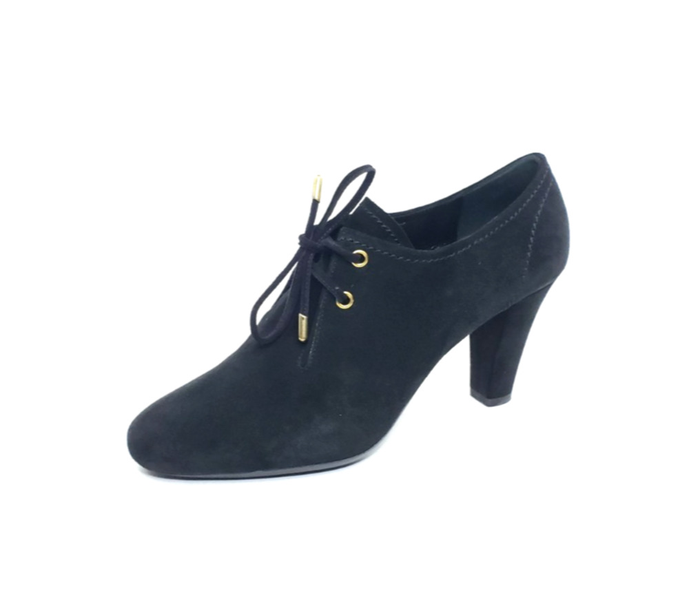 Car Shoe by Prada Womens Lace Up Heeled Booties Black Suede EU 39.5 US 9.5